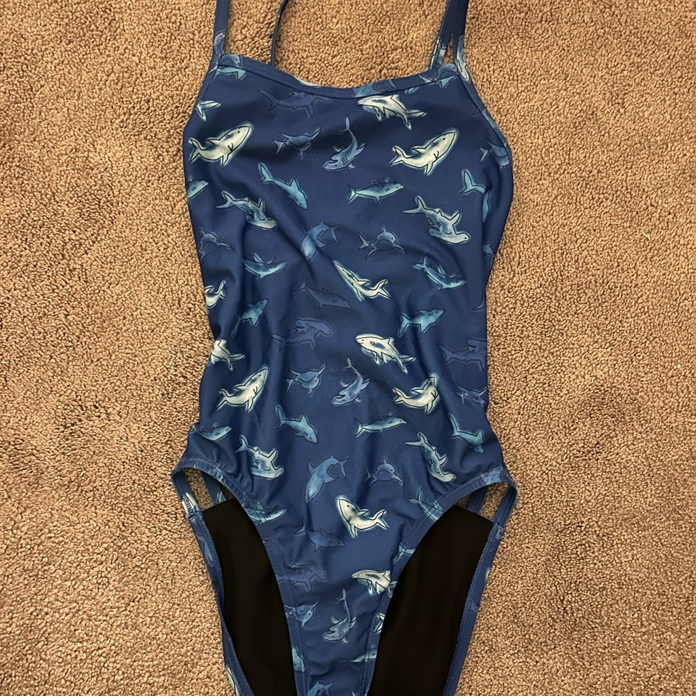Jolyn Julian 2 Clothing Blue Shark Print Swim One Piece